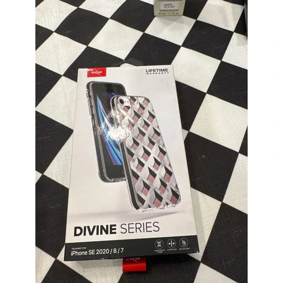 Zizo Divine Series iPhone SE 2020 8 7 Case Pink Glitter Geometric Marble Geo