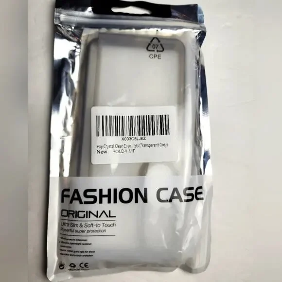 Fashion Case Fold 4‎ Transparent Grey Crystal Lightweight Clear Cover 27 New Pkg