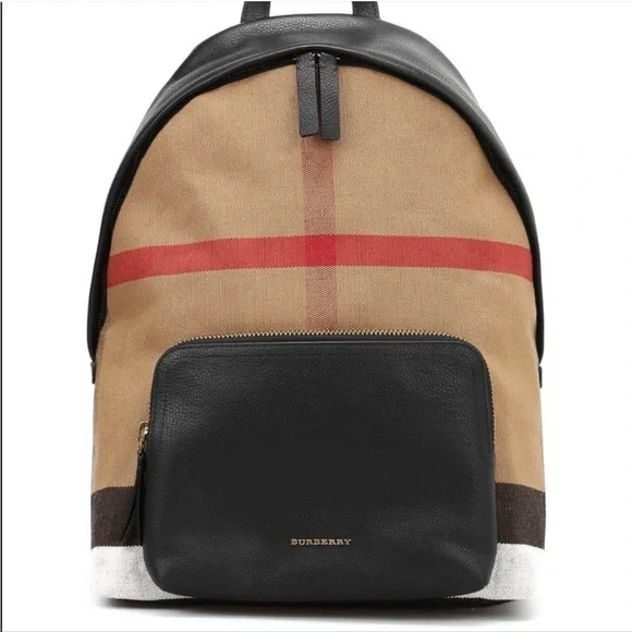 Burberry Aabbeydale check plaid leather unisex backpack