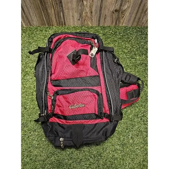 Vintage LARGE CABELA'S Hiking Camping Bag Tactical Backpack Outdoor Travel Red