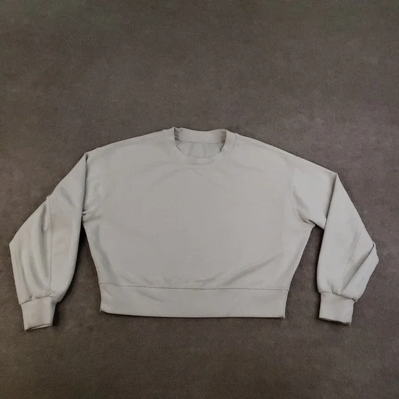 Lululemon Softstreme Sweatshirt Womens Medium Beige Oversized Cropped‎ Crew Neck