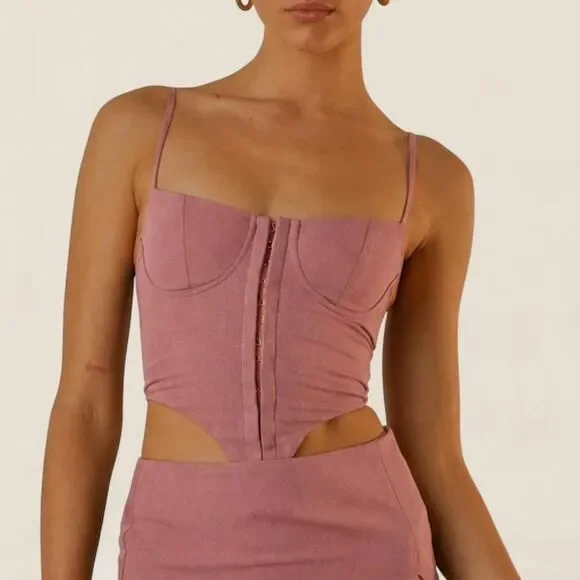 Peppermayo Maggie Pink bustier tank | size 4 nwt coquette romantic