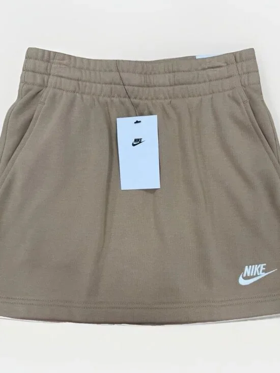 Nike Girls' Sportswear Club French Terry Athletic Skirt size M/10-12 Hemp-Brown