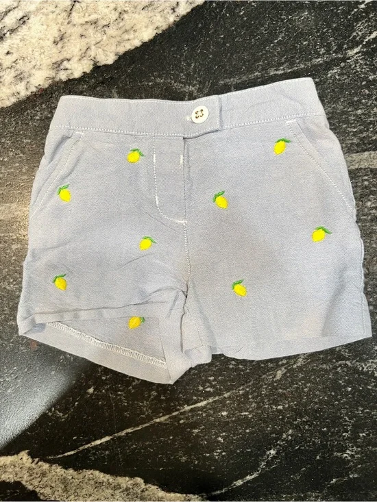 Janie and Jack Blue Lemon Embroidered Shorts 12-18 Months