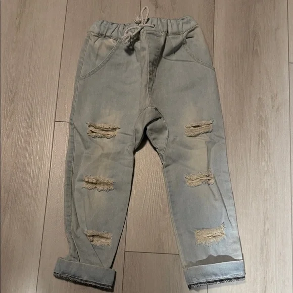 Duke of London Distressed Kids Light Blue Jeans Size 5