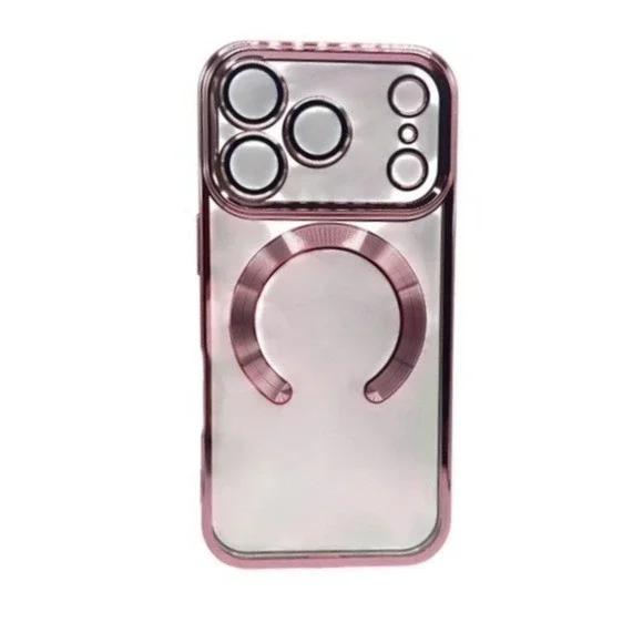 iPhone 17 Pro Max Clear Protective Case‎ Pink Metallic Trim NEW