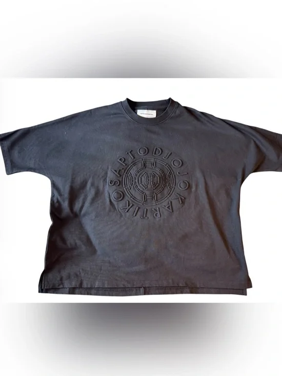 Sapto Djojokartiko Black Embossed Oversized Tee