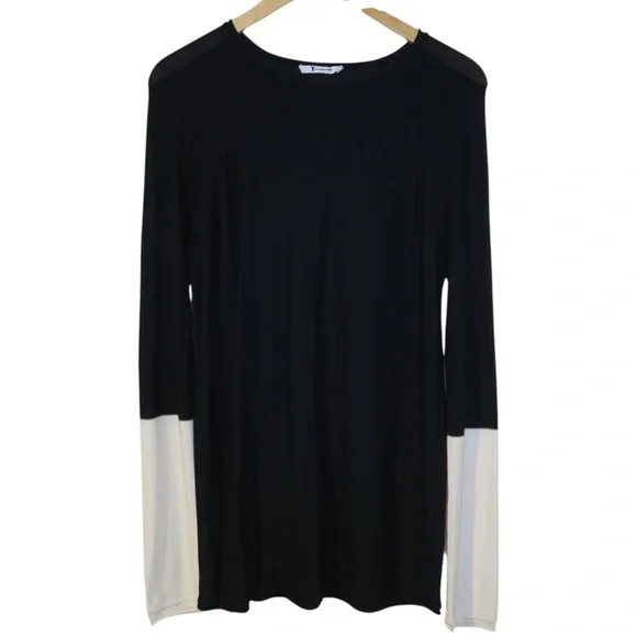 T by Alexander Wang Top Long Sleeve Tunic Blouse‎ Layering Soft Black