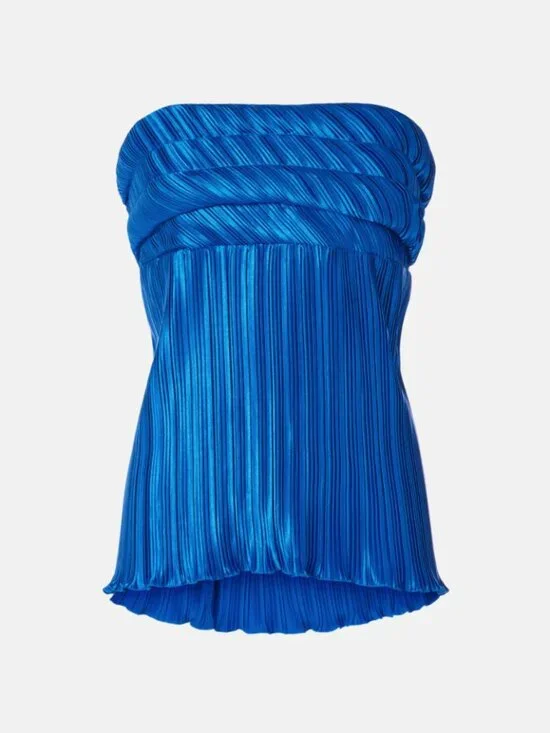 Lidee Vacances Strapless Pleated Top, Retails for $229, Royal Blue, US 4 AU 8