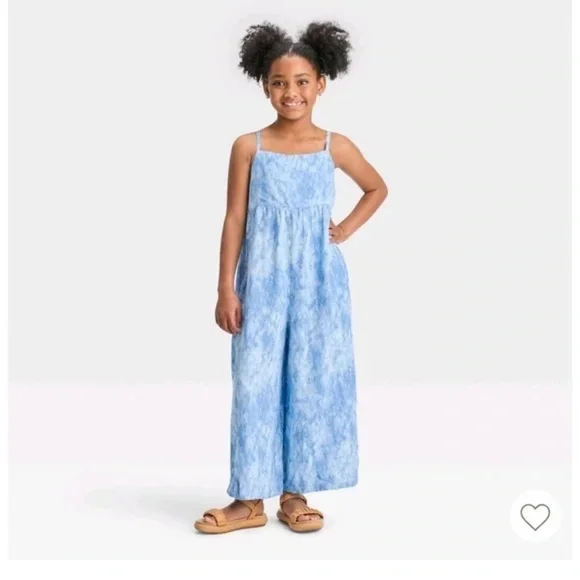 Cat & Jack‎ | Girls Blue Relaxed Fit Jumpsuit | Coastal Flowy Everyday Fit