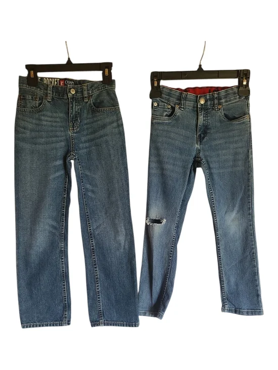 Set of 2 Boys Straight Leg Jeans Size 7 | Levi’s & Chaps | Adjustable Waist