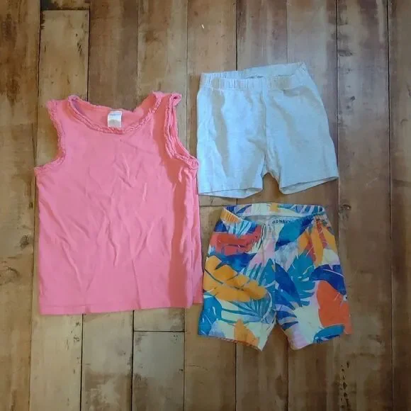 Old Navy 2T bike shorts H&M tank top coral gray summer bundle beach vacation