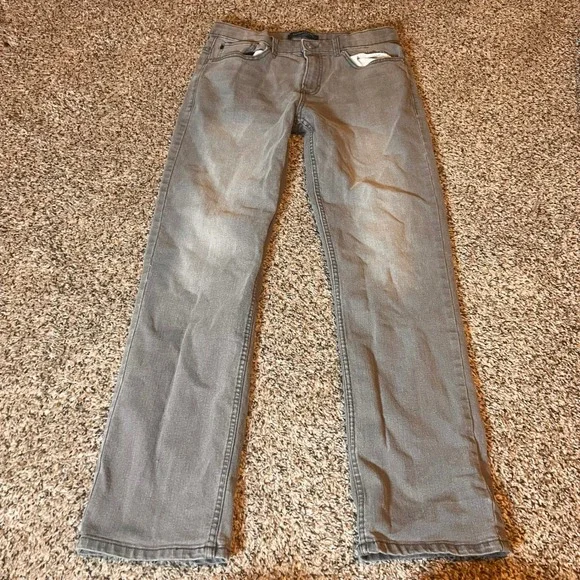 Calvin Klein Jeans Boys Slim Straight Gray Wash Adjustable Waist Pants Size‎ 18