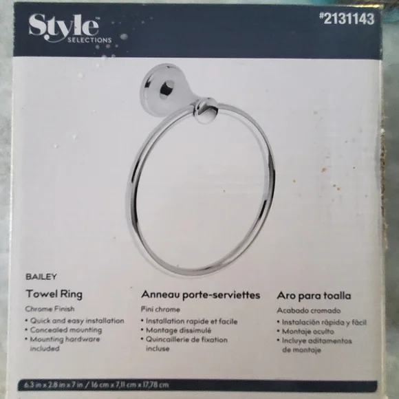 Style Selections Bailey Chrome Towel Ring