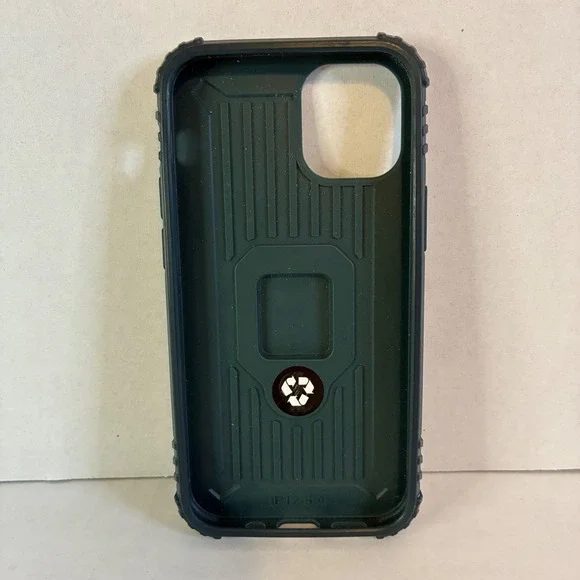 Heavy Duty Rugged Phone Case Ring Holder iPhone 12 or 13 Mini 5.4 in Dark Green