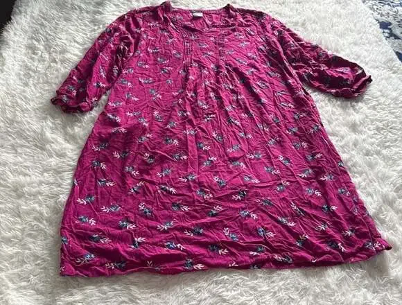 Blair‎ Women's Pink Floral Pleated Rayon Peasant Tunic Blouse