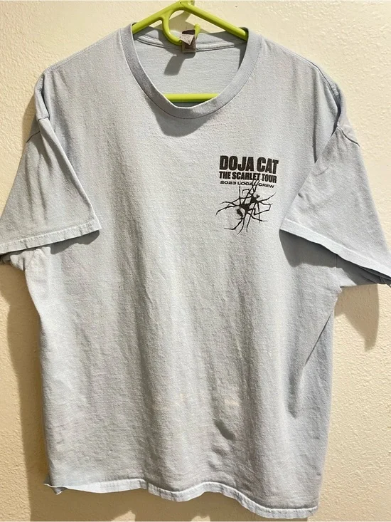 RARE Doja Cat Scarlet Tour 2023 Local Crew Shirt Light Blue Spider Graphic XL