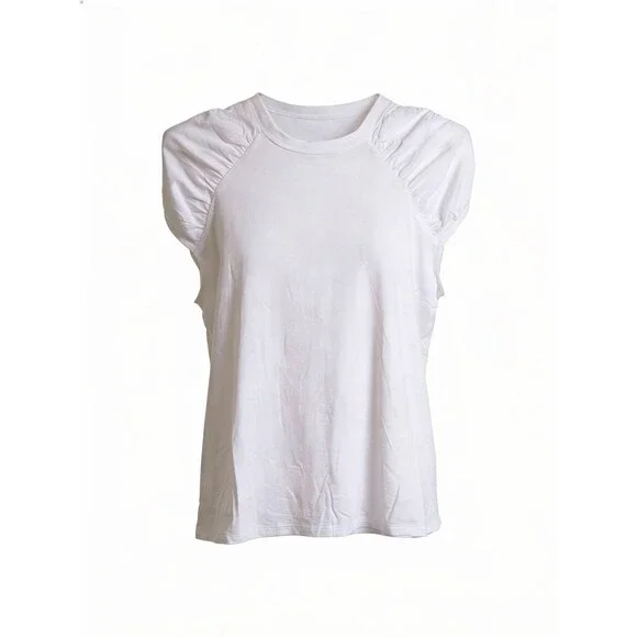 Calvin Klein White Sleeveless Ruched-Shoulder Top – Size S – NWT – $49