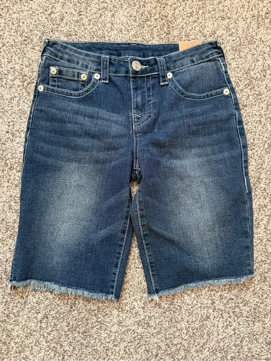 NEW True Religion Dark Blue Denim Bermuda Shorts