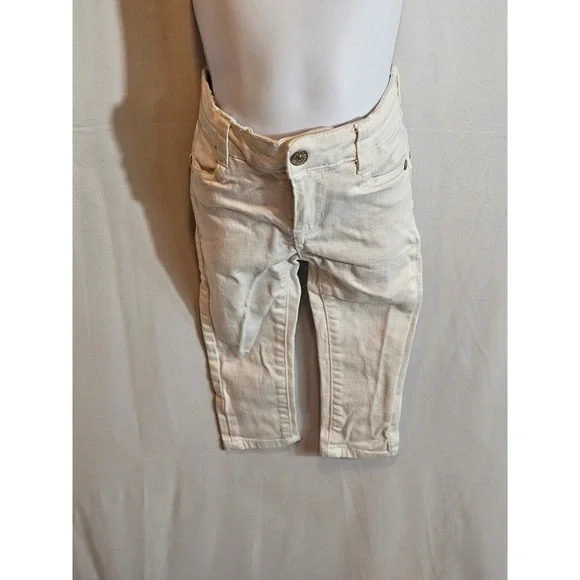 7‎ Seven for All Mankind Infant girls White Designer jeans Sz 2T EUC Adjustable