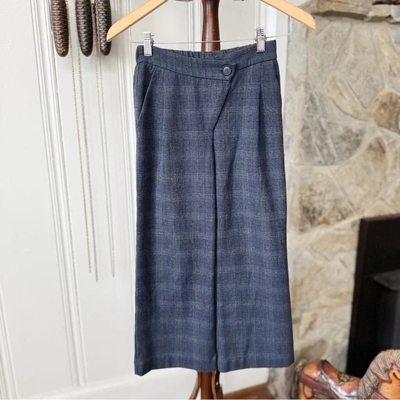 Zara Girls Blue Wide Leg Plaid Pants size 10 years