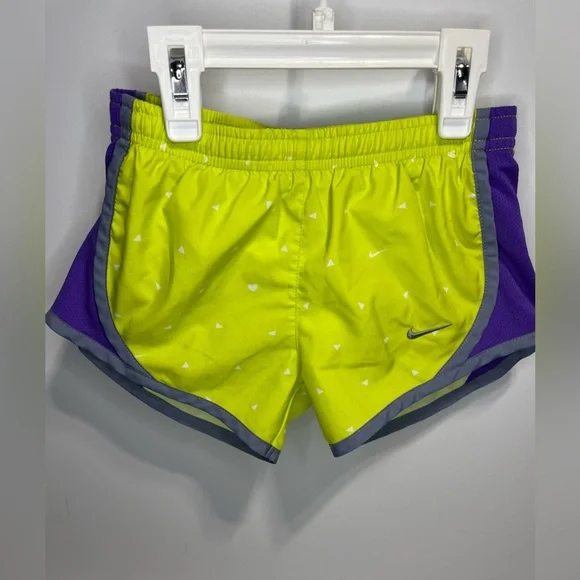 Nike Neon Yellow and Purple Athletic Running Shorts Girls size XS