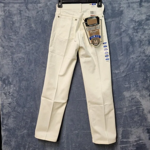 Wrangler Cowboy‎ Cut Slim Fit White Jeans 14MWZWI Girl's Size 1 x 30 NWT USA