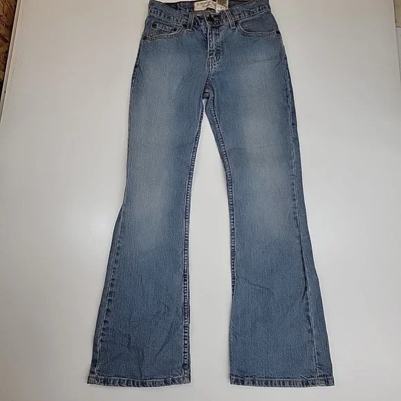 Vtg Levis Straus‎ BootCut Jeans Girls 14 Slim Stretch Mid Rise  Medium Wash