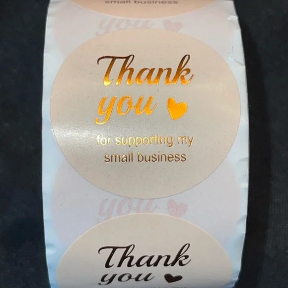 Thank You Stickers Roll, 500 labels, Great for resale, business shipping, 1.5”