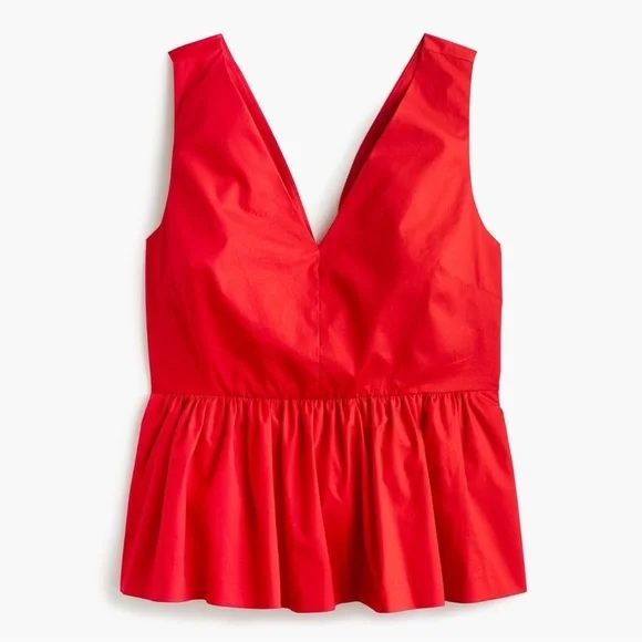 J Crew Red Sleeveless Peplum Top
