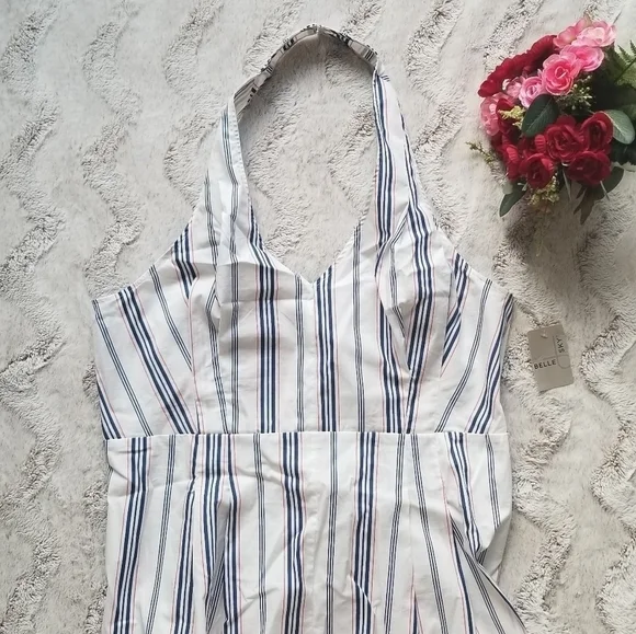 Belle Sky White Vertical Blue Viva Stripe‎ Band XL