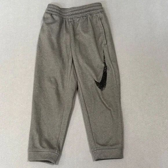 Nike Jogger Pants Boys 4/XS Gray Dri-FIT Fleece Graphic Swoosh Sweatpants