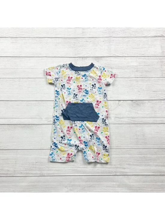 Disney Baby Mickey Mouse Romper Multicolor Print One Piece 18-24 Months
