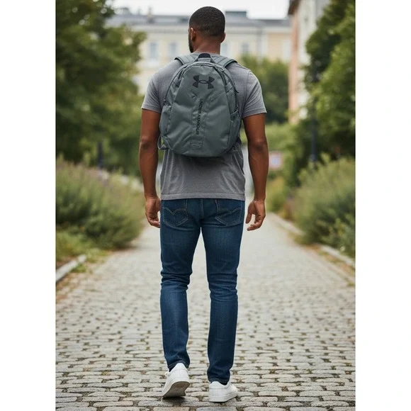 Under‎ Armour Hustle Lite Backpack Grey UA Storm Water Repellent Laptop Bag