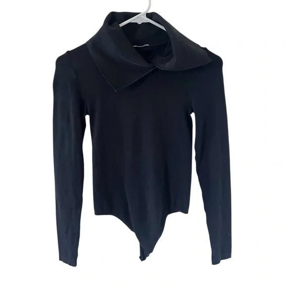 Wolford Black Collared Long Sleeve Bodysuit