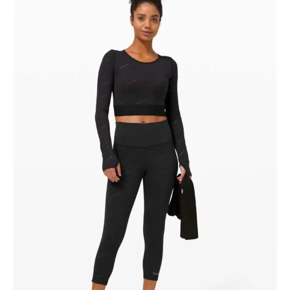 Women Lululemon Wunder Train Cropped Long Sleeve Cropped *Special Edition Black