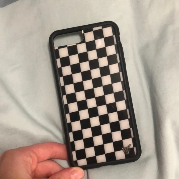 Wildflower Black and White Checkered iPhone 8 Plus Case