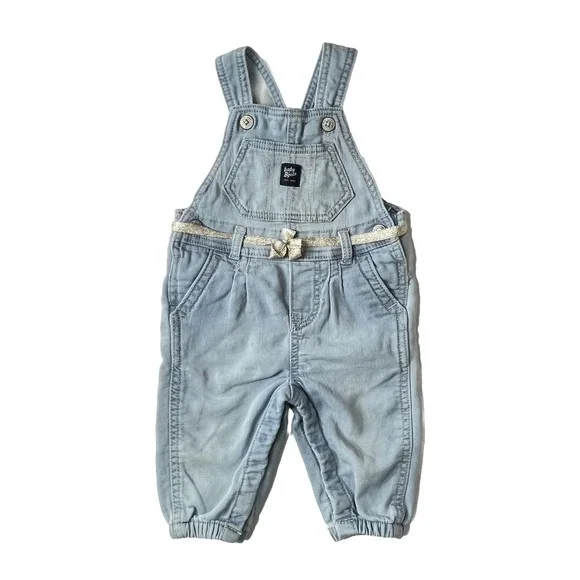 Baby B'gosh Light Wash‎ Denim Overalls with Gold Belt 6M