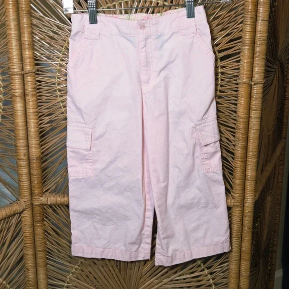 Vintage Y2K Faded Glory Girl 8 Cargo Pockets Wide Leg Pants Pink 2000s