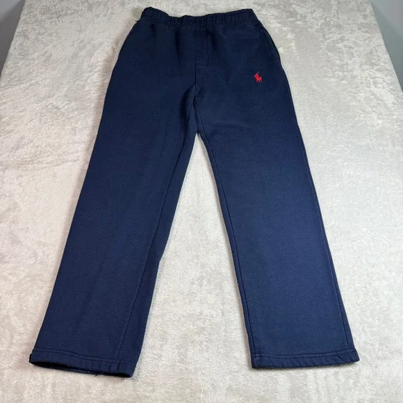 Polo Ralph Lauren Kids Navy Blue Fleece Sweatpants Size Medium Red Pony Logo