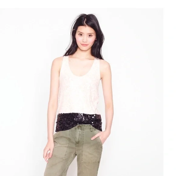 J.Crew Sequined Tank Top Cotton, Silk