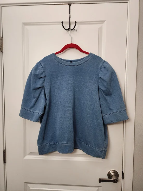 Express Blue Puff Sleeve Sweatshirt