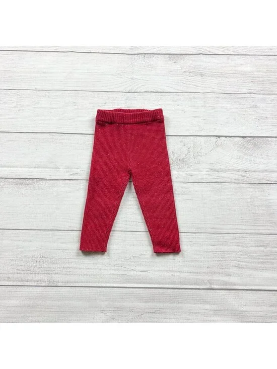 Genuine Kids Oshkosh Red Ribbed Knit Leggings 9-12 Months