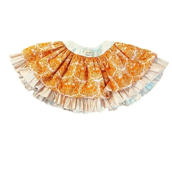 Persnickety Pink and Orange Cotton Ruffled Twirly Skirt Girls Size 6