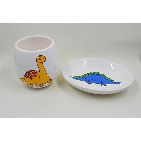Dinosaurs Tumbler Soap Dish 2 PC Set Saturday Knight Ltd Taiwan