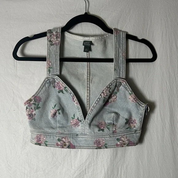 Wild Fable Floral Denim Crop Top