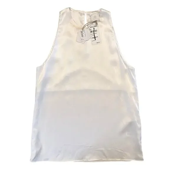NWT Eleventy Silk Tank Blouse Sleeveless Made in Italy, White, Women's Size 00