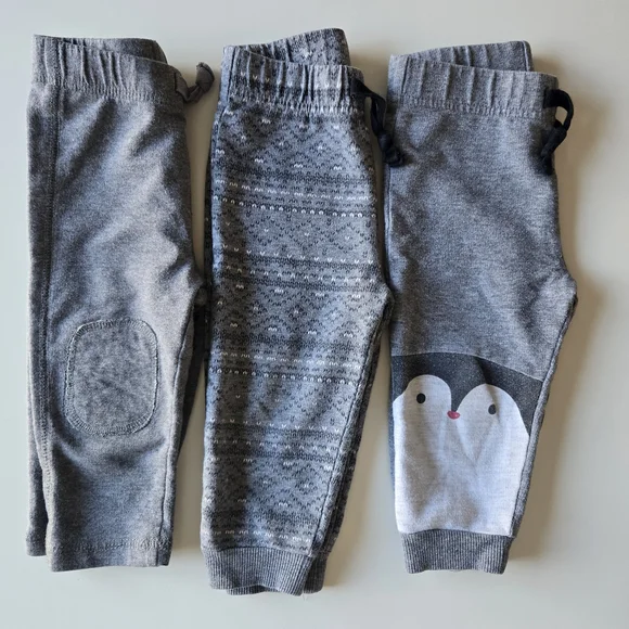 🌺 First Impressions Baby Boys' Grey Jogger Pants Sweatpants Bundle (3 Pairs)