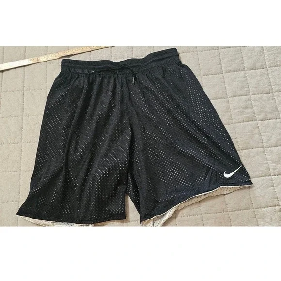 Nike Kids Reversible Mesh Athletic Basketball Shorts Black White Swoosh