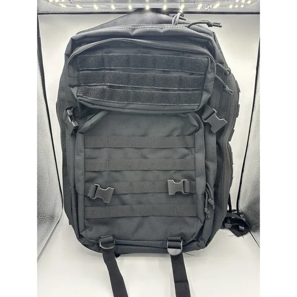 Black Tactical MOLLE Backpack Military Rucksack Bug Out Bag Hiking Camping